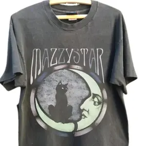 [Sale Up To 50%] Mazzy Star Moon and Cat t-Shirt, 90s Alt Rock Hope Sandoval Unisex Shirt, Vintage graphic TShirt, gift for fan
