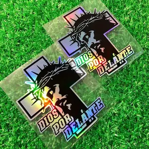 Jesus Cross Pattern Car Sticker, Reflective Laser Cross Waterproof Decal, Suitable for Car Window Trunk Bumper Motorcycle Front Fairing Scooter Body, Decal For Cars
