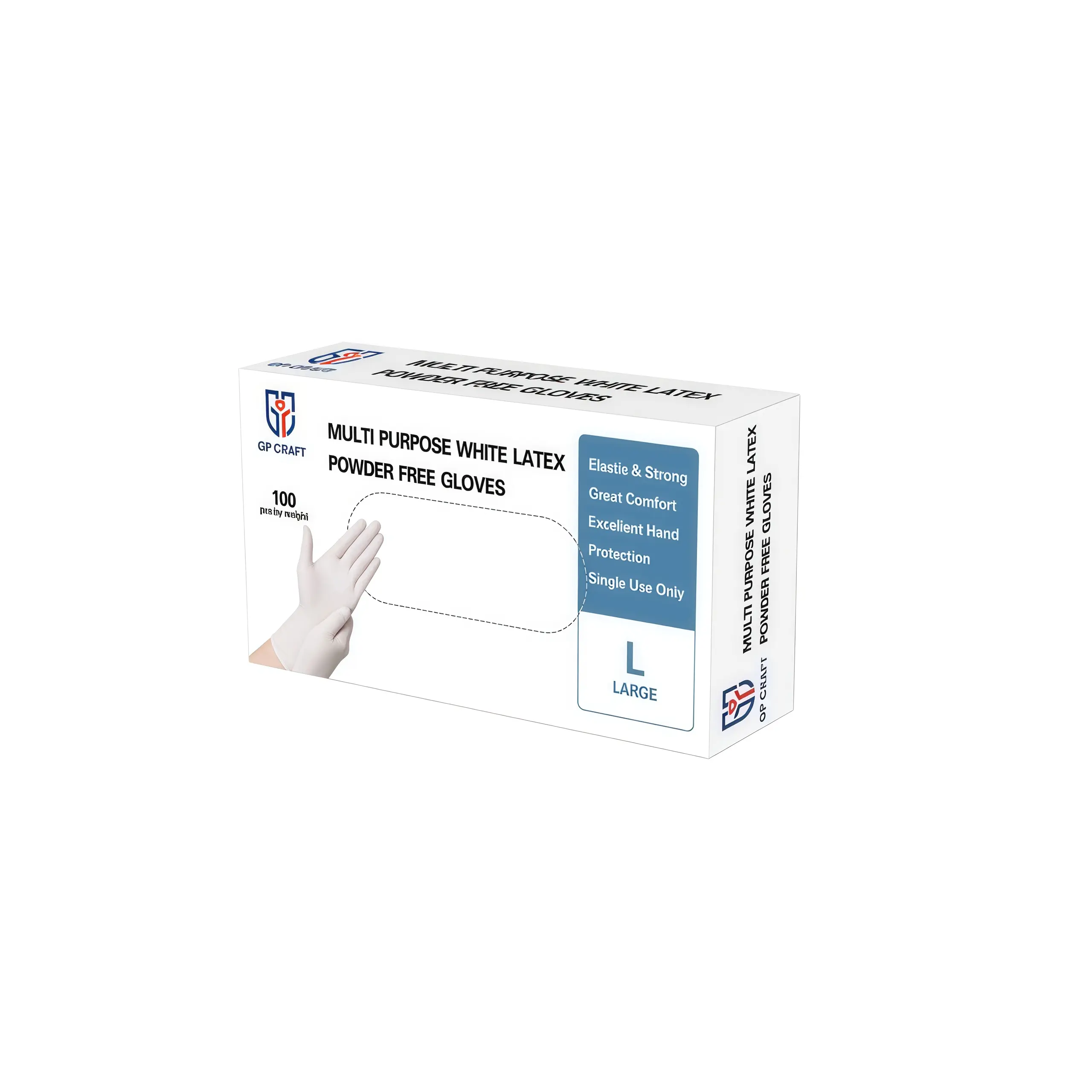 White Disposable Latex Gloves, 5mil, Powder-Free, Heavy-Duty Non-Slip Cleaning Gloves for Kitchen, Food Prep