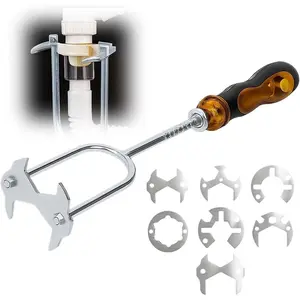 21-In-1 Telescopic Multi-Function Sink Wrench, Under Sink Faucet Wrench with 7 Interchangeable Die Heads, Universal Plumbers Tool for Tight Spaces Kitchen Bathroom Home