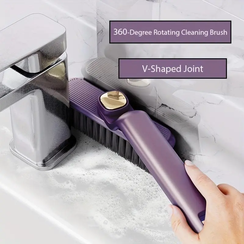 1pc Multifunctional 360-Degree Rotating Gap Cleaning Brush, Pipe Cleaning Tool, Bathroom Brush, Home Floor Corner Brush