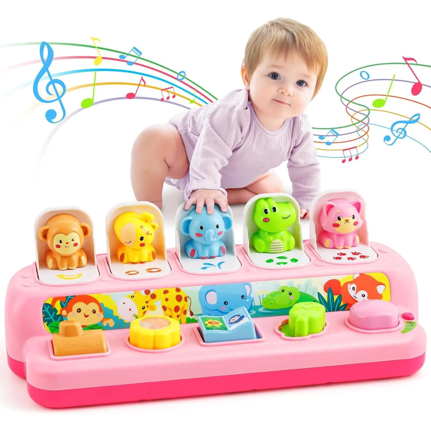 Toys for 1 Year Old Girls, Interactive Pop Up Toy with Music & Light, Learning Toys for Infant Baby Toddler 9-12-18 Months, First 1st Birthday Gifts for Girls Boys