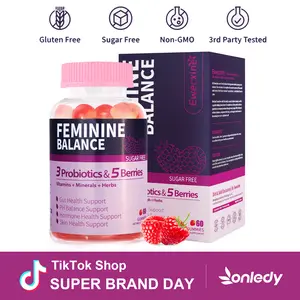 Feminine Balance Gummies  with 3 Probiotics & 5 Berrie, Supports pH & Hormonal Balance,Gut & Skin Health Support,   Sugar-Free Fruit Flovor-  Healthcare Supplement for Women
