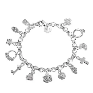 Silver Thirteen Hanging Pieces Bracelet for Women Gift Bracelets & Bangles Jewelry