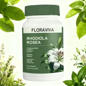 Floraviva Rhodiola Rosea Capsules Natural Energy Support Non-GMO Stress Relief Anxiety Reduction Mental Clarity Booster 60 Capsules for Wellness