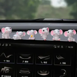 Mini Elephant Figurines Cute  Dashboard Accessories, 6 count Elephant Decor    Dash Decorations for Women Girl