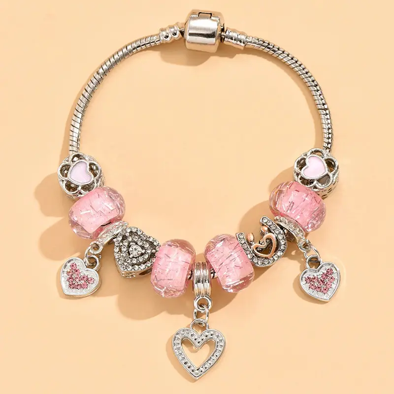 9 # YCB465 Pink Bead Love Pendant