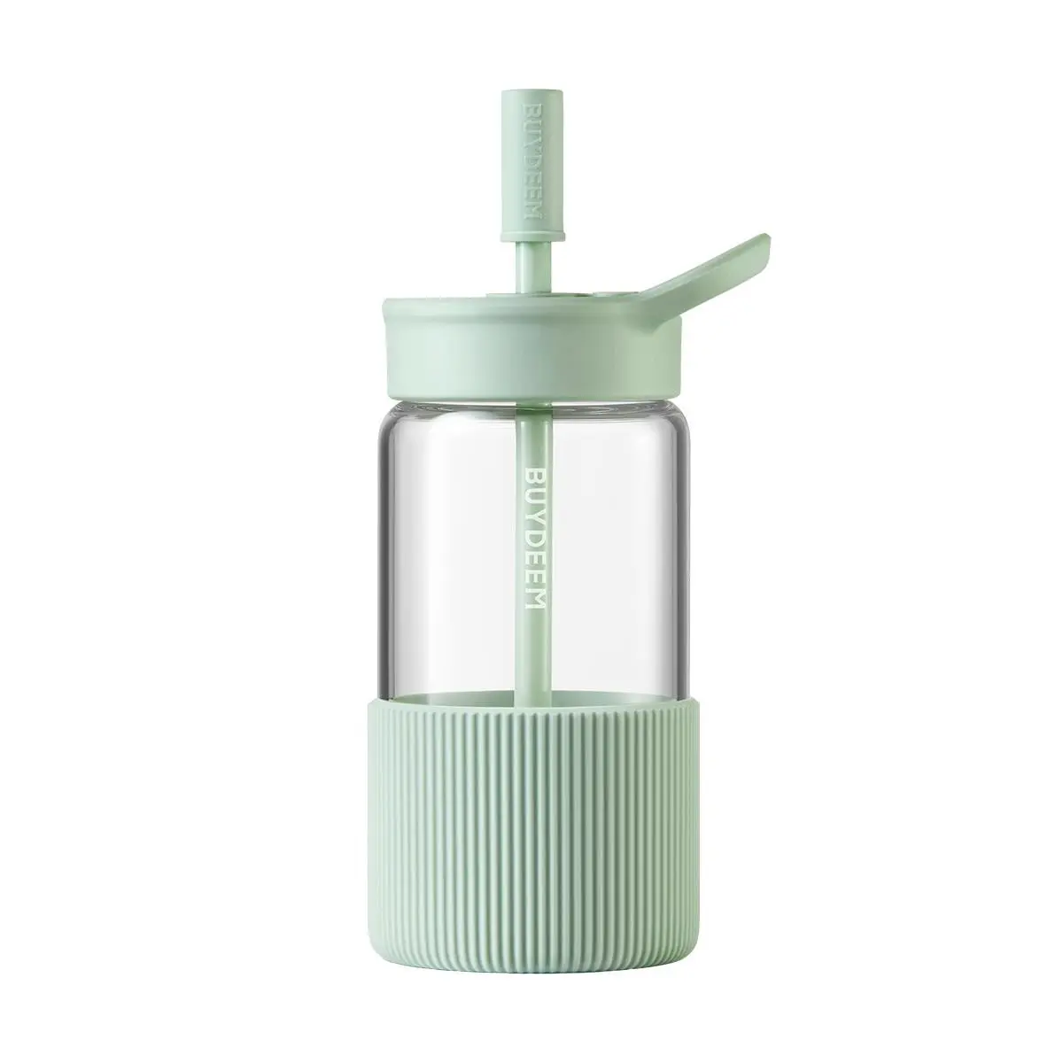 BUYDEEM 500ml Glass Straw Tumbler, High-Temperature Resistant Juice Tea Cup, Portable Travel Mug, Light Green DG425 BUYDEEM 500ml Glass Straw Tumbler, High-Temperature Resistant Juice Tea Cup, Portable Travel Mug, Light Green DG425