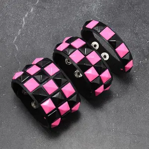 3Pcs/Set Fashion Contrasting Rivets Leather Wrist Friendship Big Wide Bracelet For Male Female Buckle Vintage Punk Jewelry