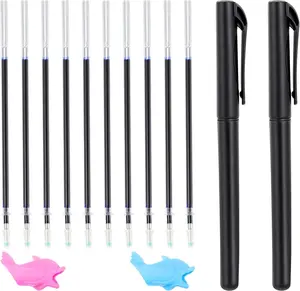 Magic Pens & Refills for Grooved Handwriting Workbooks, Disappearing Ink Pen for Magic Practice Copybook Invisible Ink Pen with Pencil Grippers Writing  Aid