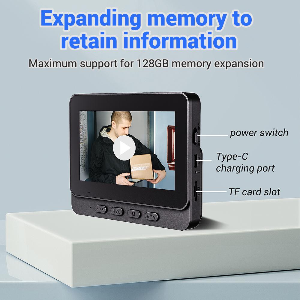【Back To School Gift】Smart Wireless Doorbell with 4.3" Monitor, 2-Way Intercom, Night Vision, Waterproof Outdoor Security Camera, 120° Wide Angle, No WiFi/Subscription Needed, Easy Installation for Apartments & Renters, Two Way Intercom