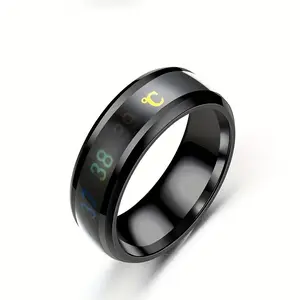 Men's Wearable Smart Temperature-Sensitive Color-Changing Stainless Steel Ring (1 Piece) - Multi-Color Display, Stylish Modern Design, Durable Non-Plated, Suitable for Casual & Formal Wear, Exquisite Craftsmanship