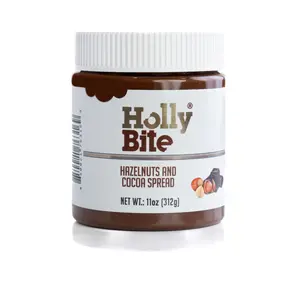 HollyBite Hazelnut & Cocoa Spread - Vegan, Keto Friendly, High Fiber, Gluten Free - Chocolate, Choco Snack Dessert