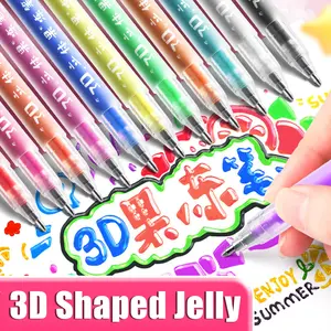Jelly Pen 3D Three-Dimensional Contour Drawing Pen Fluorescent Handwritten Newspaper Special Children's Sparkling Pen Double-Line Colorful  Crafts Art Supplies Diamond Art Tools