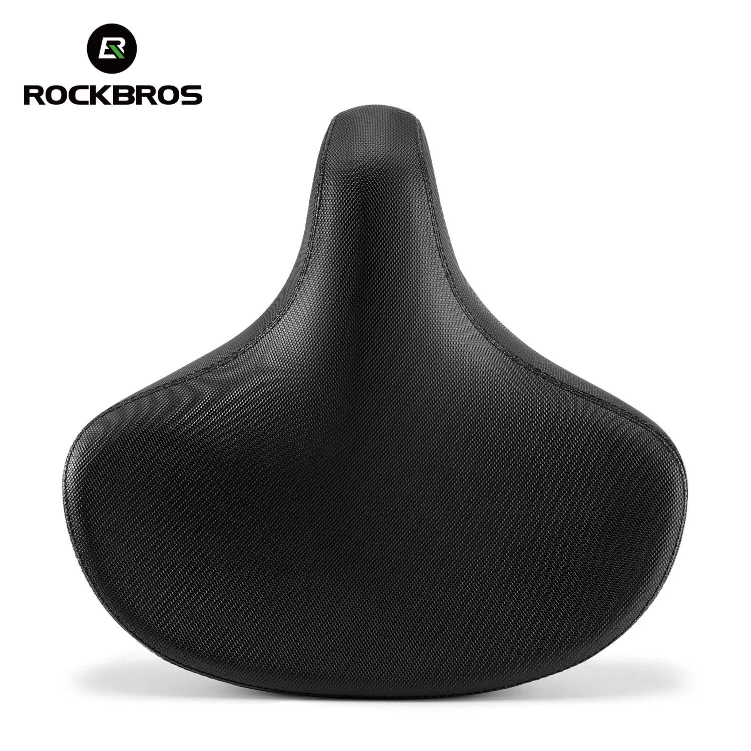 ROCKBROS Comfort Bike Seat for Unisex Adults, Extra Wide Waterproof PU Leather MTB Seat with High-Density Foam, Shock Absorption & Reflective Strip, Bike Accessories