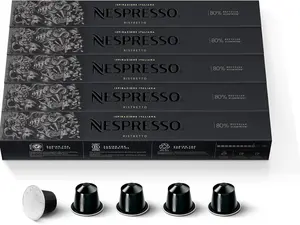 Nespresso Original Coffee Pods 50 Pack Inspirazione Ristretto Capsules for Nespresso Machines, Rich Robusta Blend Espresso Pods, Compatible for Home Espresso, Cappuccino & Macchiato, Recyclable Capsules