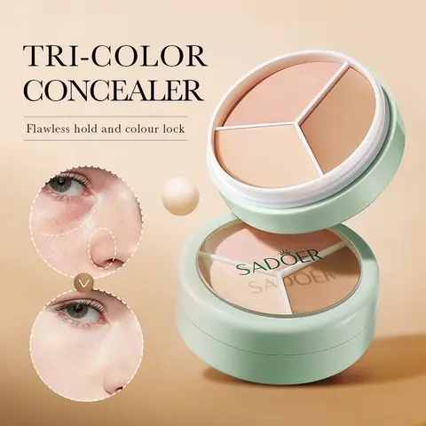 3-Color Brightening Correcting Concealer Palette - Buildable Correcting Coverage, Lightweight Face Cosmetic for Blemishes, Blackheads & Dark Circles Treatment, Natural Finish for Light Skin Tones, Compact Easy-to-Apply Daily Essential