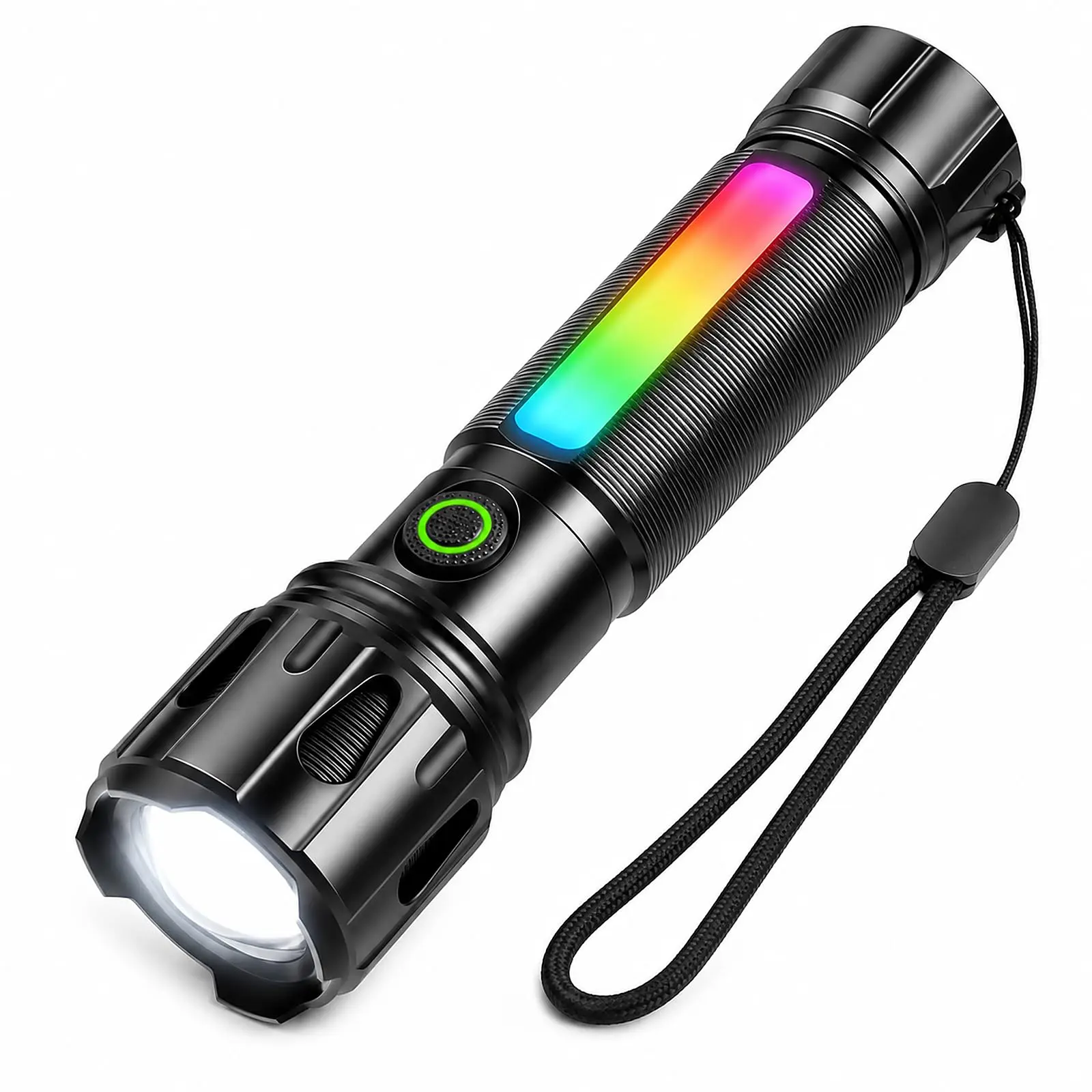 Rainbow LED Flashlight with Adjustable Brightness and Color Settings, Durable Design, Ideal for Outdoor Activities