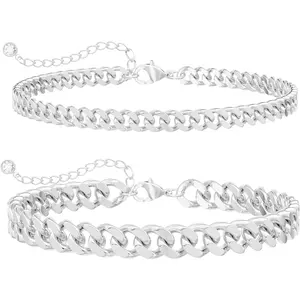 Fashion Layered Cuban Chain Anklet Set, Waterproof Stackable Foot Jewelry, Trendy Anti-Tarnish Anklets for Women, Perfect Daily Party Couple Fashion Accessory Gift