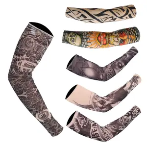 6 Pcs Tattoo Arm Compression Sleeves, Stretchable Temporary Tattoo Covers, Unisex Sunscreen Sleeves for Men & Women, UV Sunscreen Protection
