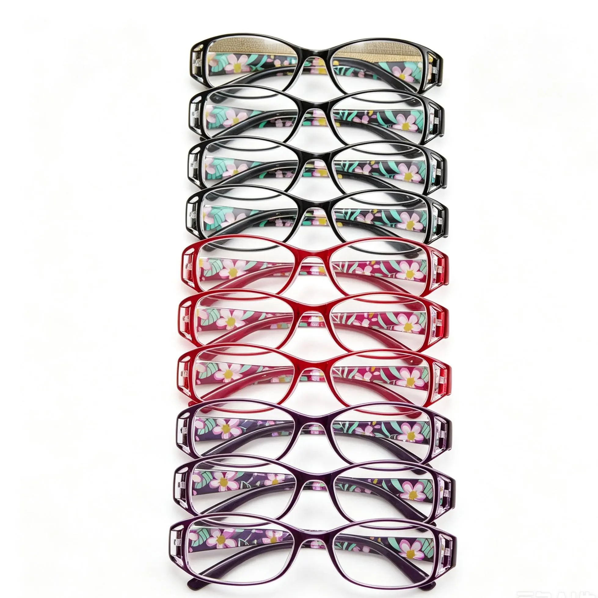 10-Pair High-Quality Classic Rectangular Reading Glasses - Ideal for Elderly & Middle-Aged Individuals, Suitable for Leisure & Academic Use