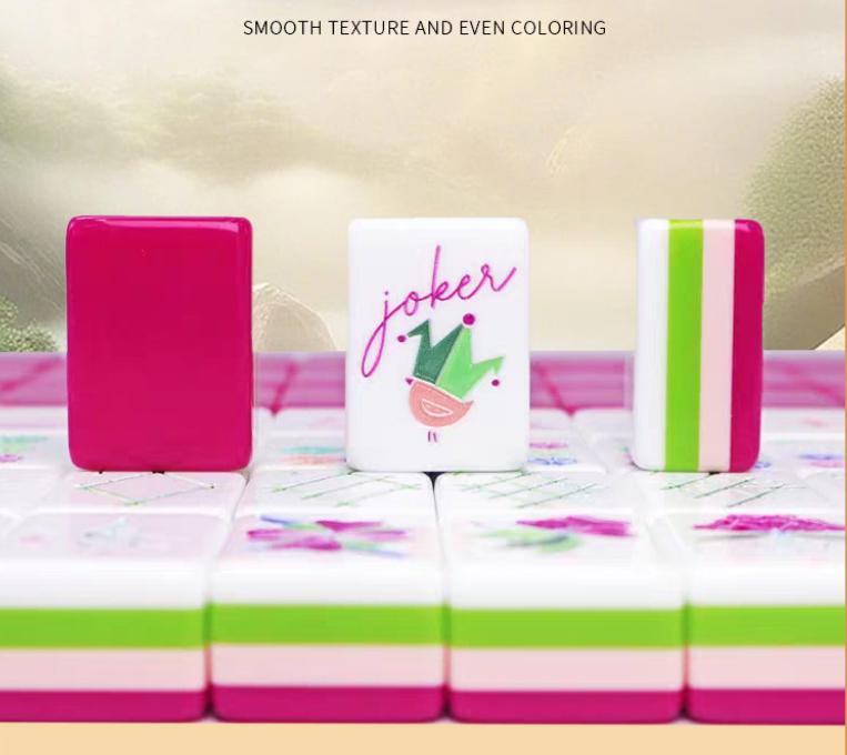 Premium Rose Red Acrylic Mahjong Set Luxury Crystal Tiles for Home Use Gift Giving Professional Hand Shuffled Game Night Family Entertainment Durable Travel Friendly Casino Style Complete Accessories. mahjong fun Pattern B