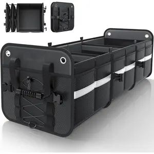 Trunk Organizer for SUV -  Storage Box with Reflective Strips, Collapsible  Organizer with Large Capacity, Essential  Accessories for , Van & Sedan, Black, 35.0" x 14.4" x 11.0"