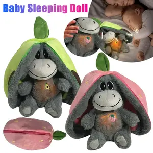 30/cm11.81inch Luminous Breathing Doll with Motion Lights Plush Baby Sleeping Toys Donkey Soft Cartoon Plush Doll Early Childhood