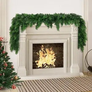 2 Pcs 6 FT Artificial Cypress Garlands, Real Touch Winter Cypress Cypress Garland, Green Artificial Greenery Pine Garland for Table, Mantle, Wall, Indoor, Outdoor Christmas Decorations (2, 6 FT)