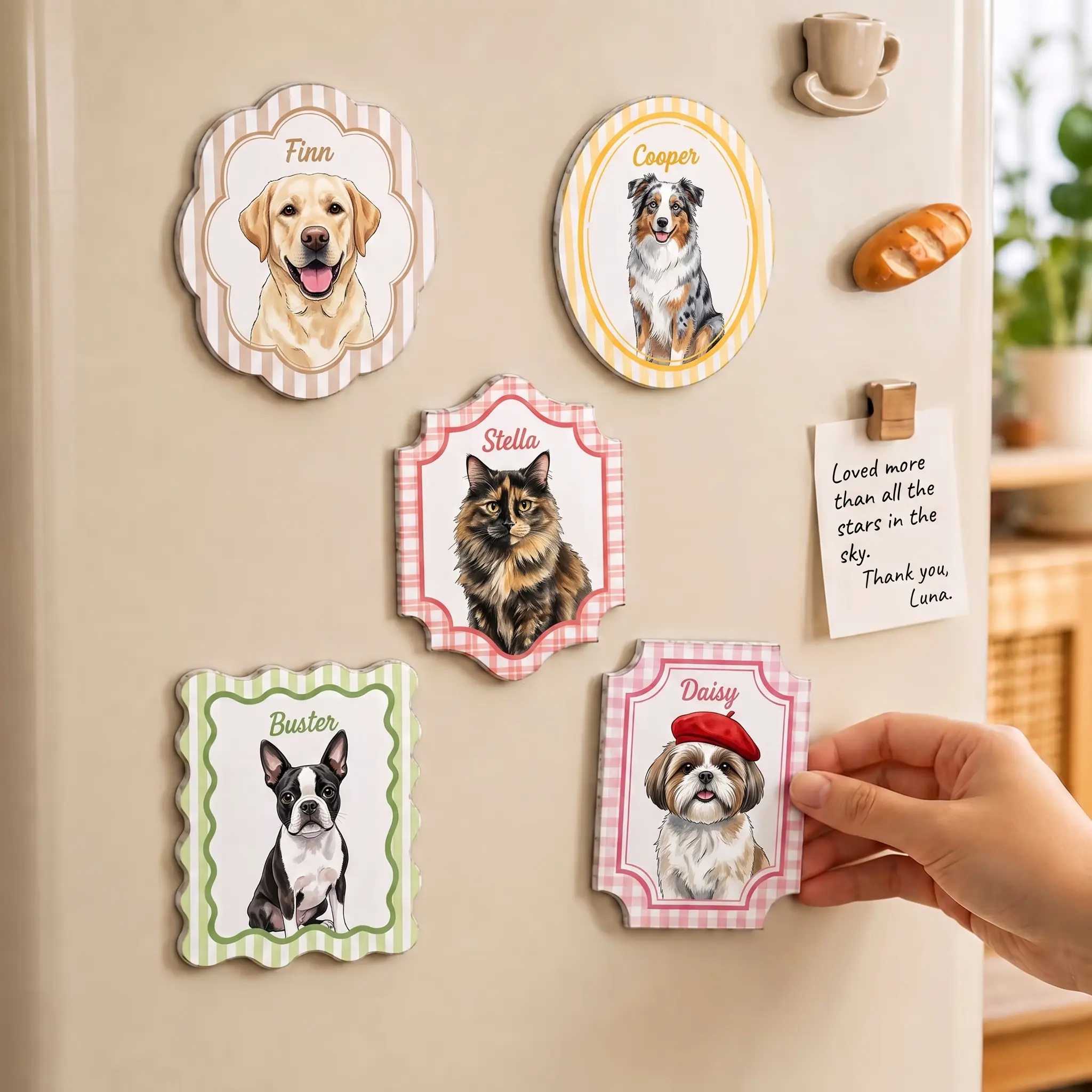 Personalized Pet Portrait Watercolor Fridge Magnet - Custom Pet Photo Magnet, Pet Lover Gift, Gift for Pet Owner, Dog Mom, Dog Dad Gift