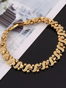 Fashionable Golden Luxury Wide Copper Bracelet, 24k Gold-Plated Hipster Cuban Women's Jewelry, Perfect for Weddings & Graduation Gifts