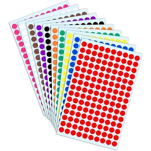 Pack of 0.375" Round Colored Dot Stickers Labels-10 Colors