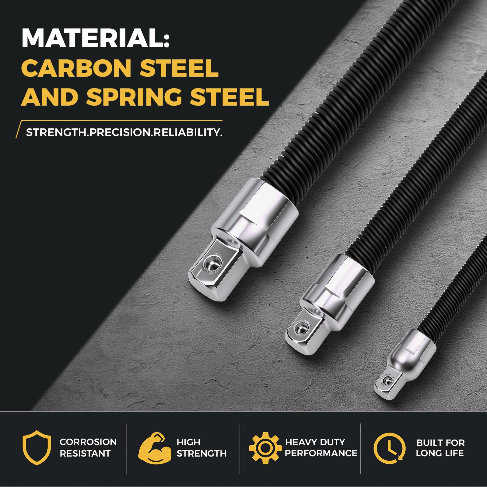 GJANSH Flexible Socket Extension Bar Set 3-Piece 1/2" 3/8" 1/4" Shaft Drive 10" 8" 6"-Spring-Loaded Detent Balls to Prevent Slipping, fathersdaygift fathersdaygift GJANSH Flexible Socket Extension Bar Set 3-Piece 1/2" 3/8" 1/4" Shaft Drive 10" 8" 6"-Spring-Loaded Detent Balls to Prevent Slipping, fathersdaygift fathersdaygift