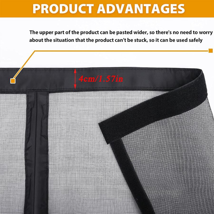 Magnetic Screen Door, Hands-Free Mesh Door Curtain with Storage Buckets, Windproof Pet Friendly Mosquito Net for Summer, Fits Bedroom, Kitchen, Garage Door, Durable Home Screen