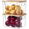 Criusia Reusable Stackable Transparent Cube Plastic Containers with Lids - Plastic Kitchen Canisters for Storage Organization, Kitchen Organization & Food Storage Solutions (Pantry House Organizers)