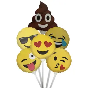 PMU Emoji Balloons 9 inch Pre-Inflated with Stick