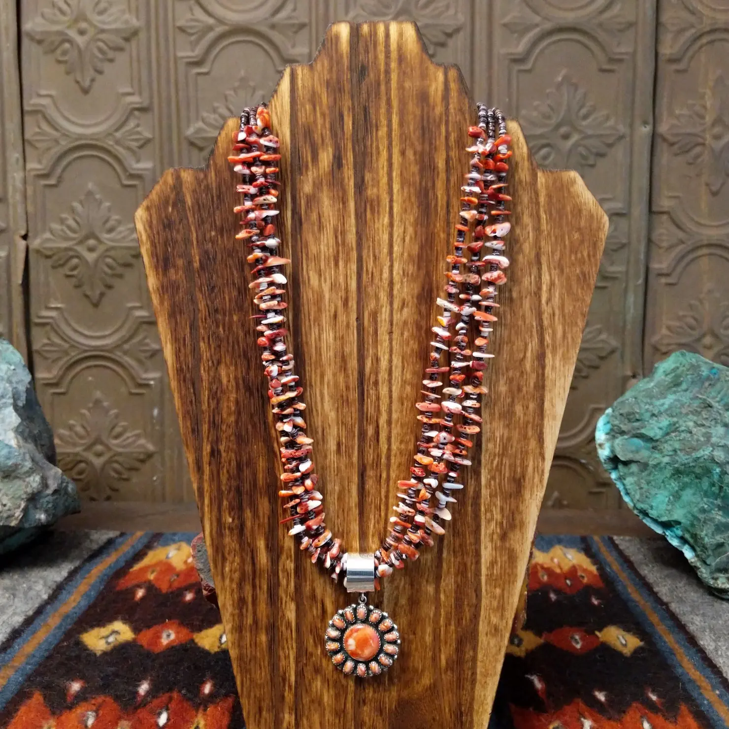 Red Spiny Oyster Shell Heishi Necklace by M.L. Perry GJ-NKL-0043