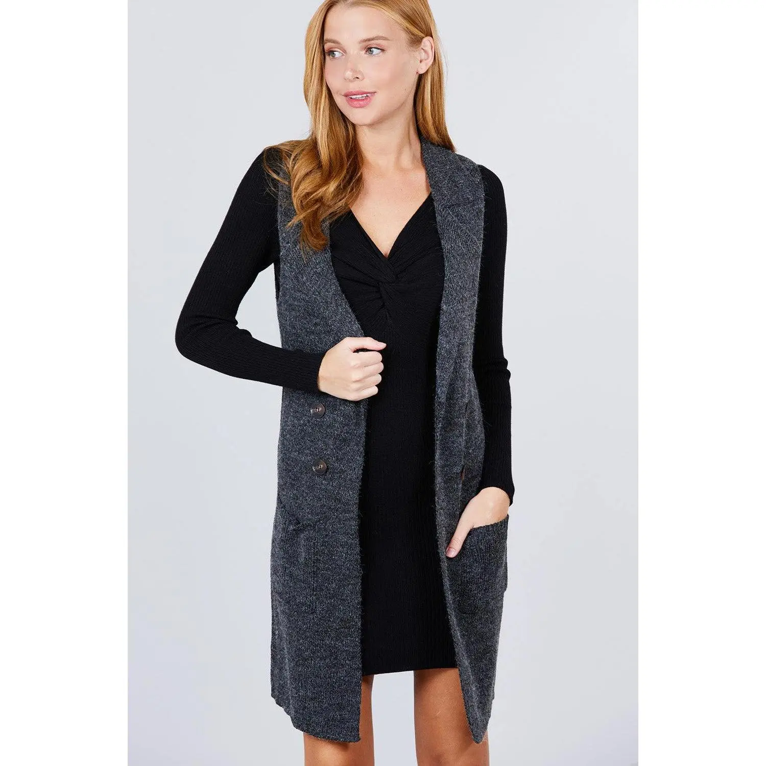 Sleeveless Long Sweater Vest