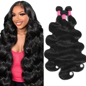 Binf 12A Human Hair Bundles Body Wave Bundles 1/3/4 Bundles Human Hair 100% Unprocessed Brazilian Virgin Weave Hair Bundles Real Natural Black Wavy Human Hair Extensions