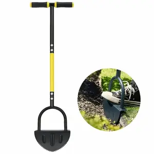 Heavy-Duty Manual Lawn Edger, Ergonomic Handle, Wide Foot Pedal for Stability, Efficient Weeding & Trimming, Metal Half-Moon Shovel