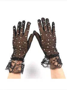 1pc mesh gloves diamond set five-finger hand socks elegant vintage fashion lace lace / suitable for wedding party and other occasions
