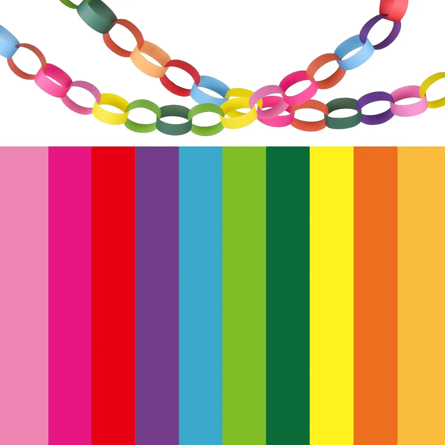 Morcheiong 600Pcs Bright Color Paper Chains, Paper Strips for Classroom, Home Party Decoration Supplies (Office & School Educational Stationery)