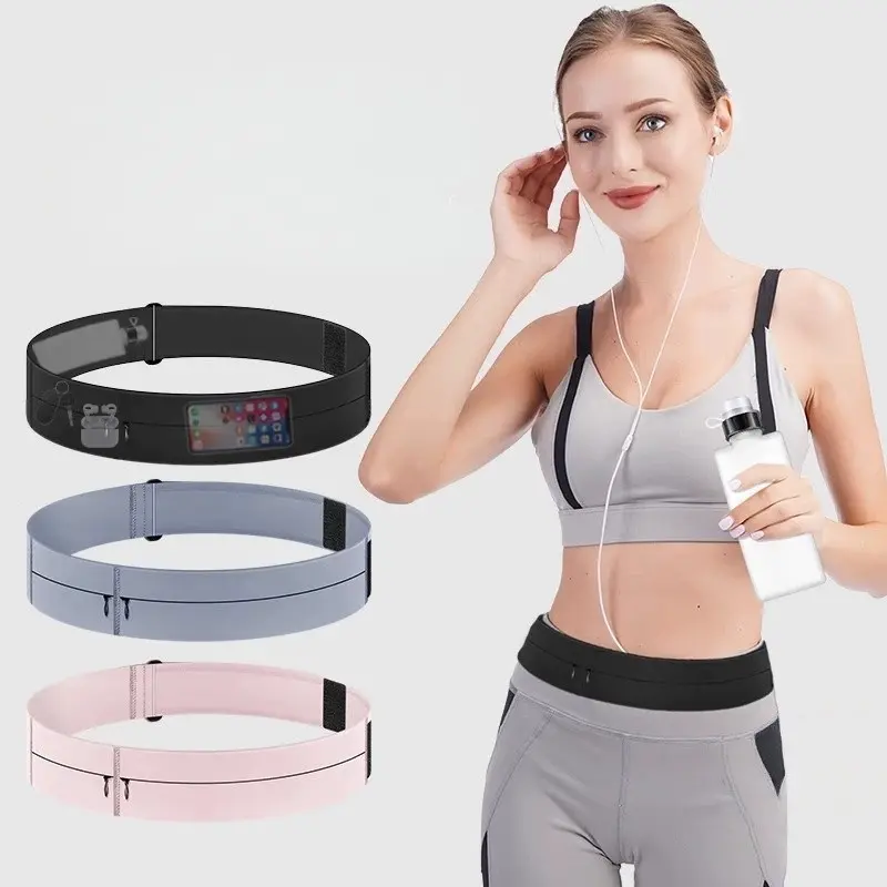 Unisex Sports Waist Bag with Magic Tape Invisible Belt, Multifunctional Active Training Fitness Gear, Jogging Equipment for Marathon Running, Lightweight Phone Holder