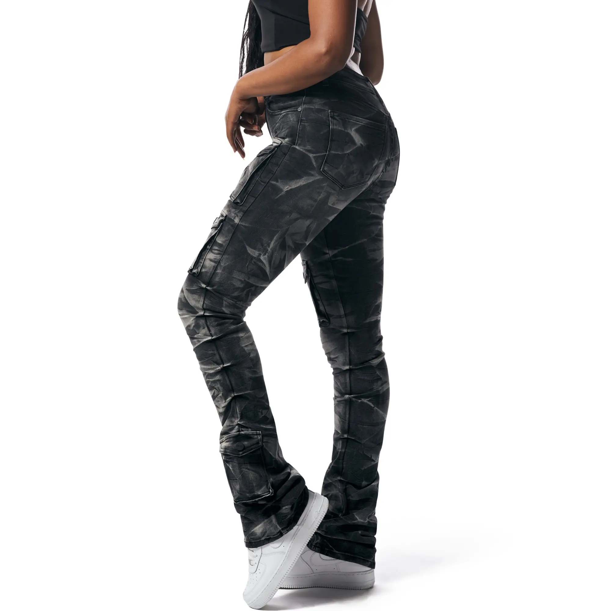 Double Stacked High Waist Skinny Denim Jeans Comfort Womenswear