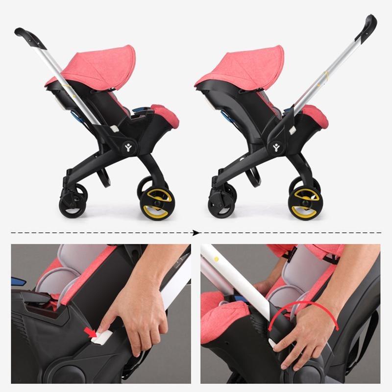 Summervibes BRODARK 3-in-1 High-Landscape Baby Stroller, Multi-Functional Collapsible Lightweight Travel Stroller with Adjustable Bassinet for Outdoor & Mall Use, Collapsible Stroller,Adjustable Baby Cradle Stroller Basket,Convertible Reversible Stroller