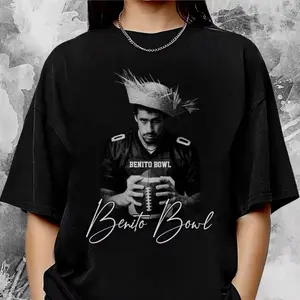 Retro Bunny Football Shirt Featuring Bad Benito and Bunny Bowl 2026 Halftime Show Theme