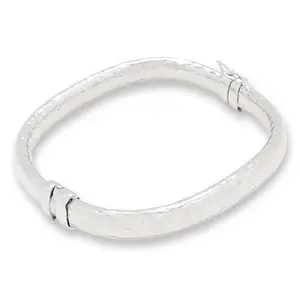 Bellezza Goldtone Hammered Square Hinged Bangle