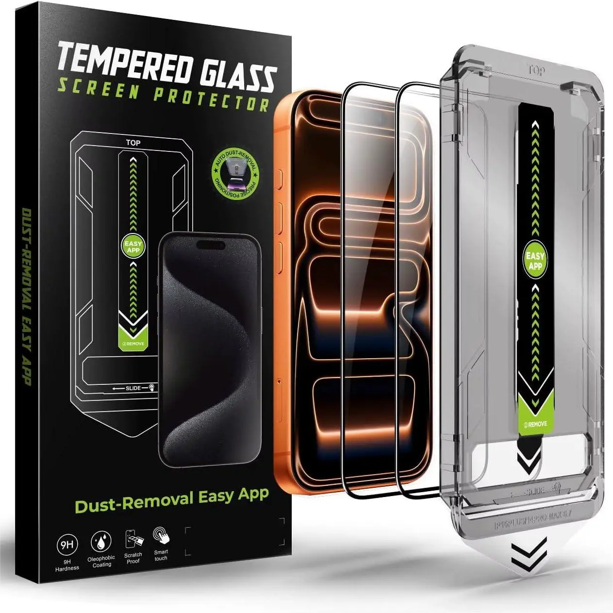 2 Pcs Privacy Screen Protector for iPhone 17 Pro Max 6.7" Tempered Glass, Auto Dust-Elimination Installation, 9H Hardness,Bubble Free, Easy Installation,Anti-Spy,Case Friendly