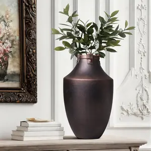 Handmade Ceramic Table Vase Stoneware & Terracotta Golden Brown Vase Bohemian Global Style Decoration for Indoor & Outdoor Use House decor  Room decorations  Flower vase