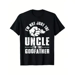 Not Just Uncle Godfather |   Godson Goddaughter |   Godparent T-Shirt, Men'S And Women'S Four Seasons Cotton Casual Round Neck Outdoor Personality Short-Sleeved T-Shirt, Men'S Summer Clothes, Mens T Shirt, Slightly Elastic, 100% Cotton, S-XXXL